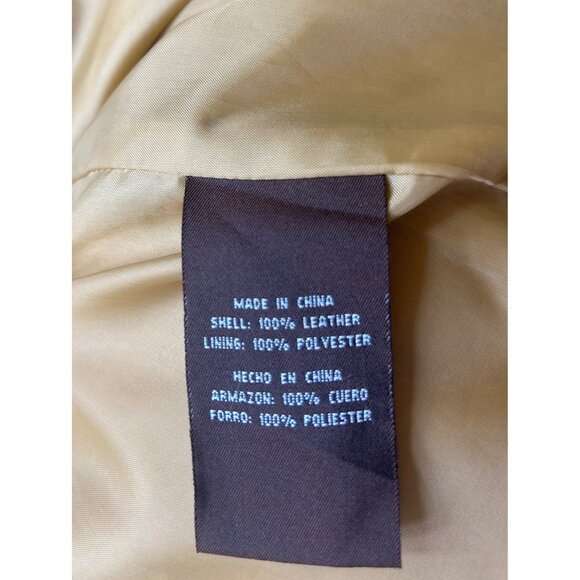 Stan Herman Studio M Medium Tan Leather Jacket 100% Leather Button Front Pockets - Picture 4 of 11